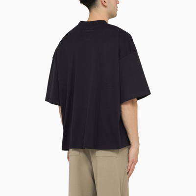 Shop Studio Nicholson Dark Blue Oversize Cotton T Shirt