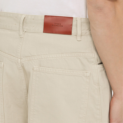Shop Studio Nicholson Recycled Cotton Blend Beige Bermuda Shorts
