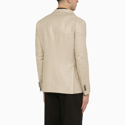 Shop Tagliatore Beige Silk Single Breasted Jacket