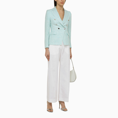 Shop Tagliatore Light Blue Double Breasted Jacket