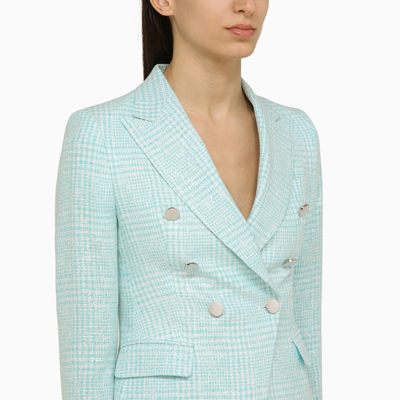 Shop Tagliatore Light Blue Double Breasted Jacket