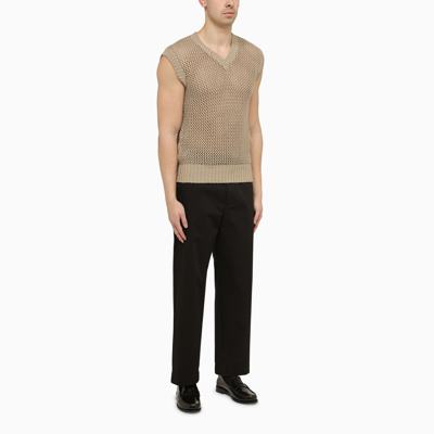 Shop Tagliatore Perforated Dove Grey Cotton Waistcoat