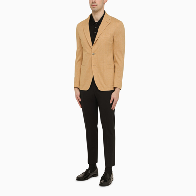 Shop Tagliatore Single Breasted Beige Cotton Jacket