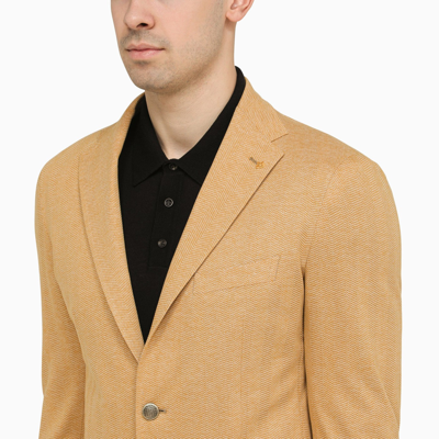 Shop Tagliatore Single Breasted Beige Cotton Jacket