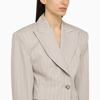 Shop The Andamane Pearl Grey Pinstripe Single Breasted Jacket Ottavia