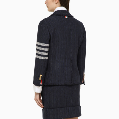 Shop Thom Browne Navy Blue Single Breasted Jacket In Wool Blend
