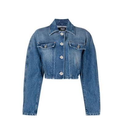 Versace Stone-washed Crop Denim Jacket
