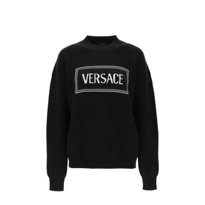 Versace Crew-neck Sweater With Logo Inlay