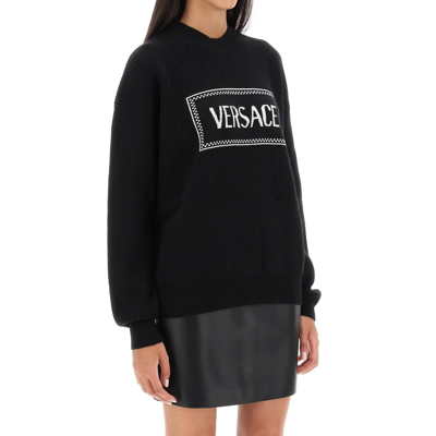 Versace Crew-neck Sweater With Logo Inlay