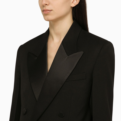 Shop Victoria Beckham Black Double Breasted Jacket In Wool