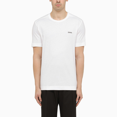 Shop Zegna White T Shirt With Logo