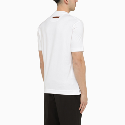 Shop Zegna White Crew Neck T Shirt With Logo