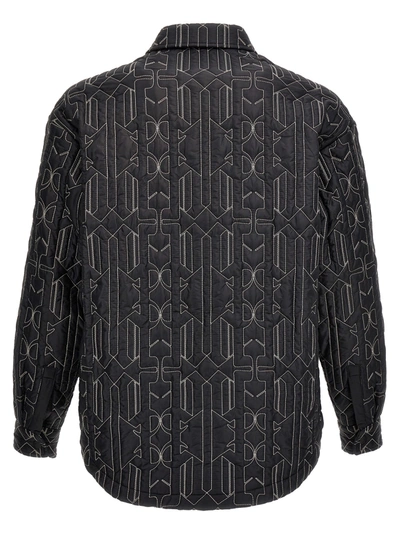 Shop Palm Angels All Monogram Quilted Dover Jacket Coats, Trench Coats Gray