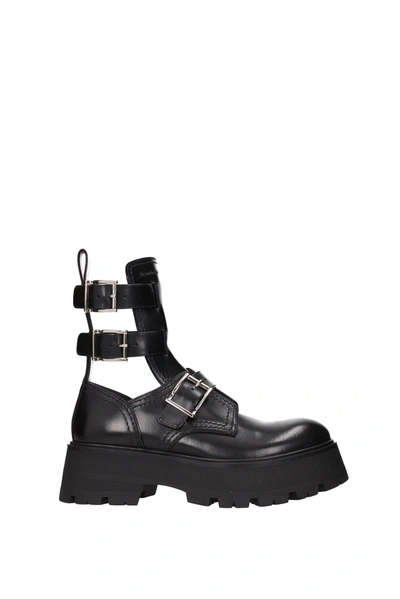 Shop Alexander Mcqueen Ankle Boots Leather Black