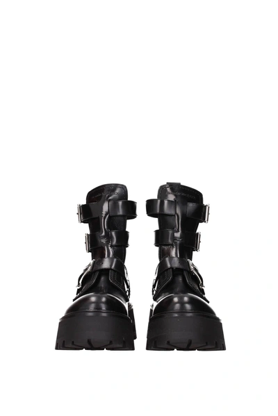 Shop Alexander Mcqueen Ankle Boots Leather Black