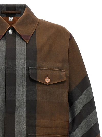 Shop Burberry Check Field Jacket Casual Jackets, Parka Brown