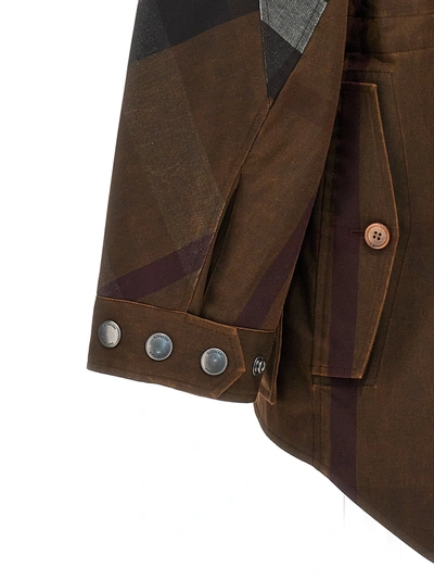 Shop Burberry Check Field Jacket Casual Jackets, Parka Brown