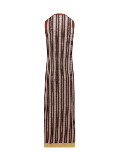 Shop Erika Cavallini Sleeveless Striped Viscose Dress