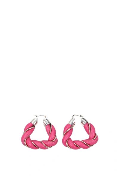 Shop Bottega Veneta Earrings Silver Pink Feminine