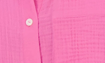 Foxcroft Joanna Cotton Gauze Button-up Shirt In Dahlia