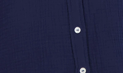 Shop Foxcroft Cotton Gauze Tunic Button-up Shirt In Navy