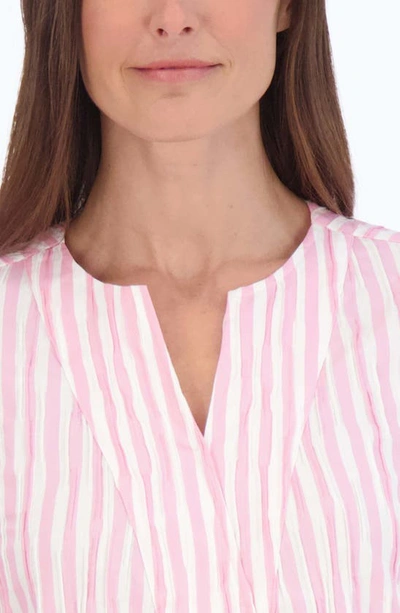Shop Foxcroft Vena Stripe Crinkle Shift Dress In Softshell Pink
