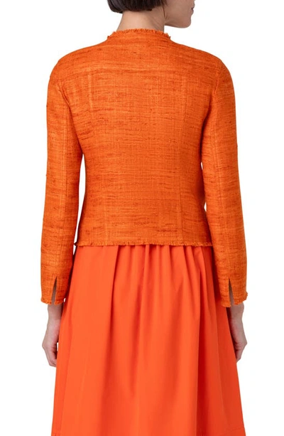 Shop Akris Punto Boxy Silk Tweed Crop Jacket In Orange