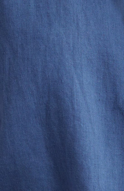 Shop Caslon Linen Blend Camp Shirt In Blue Ensign