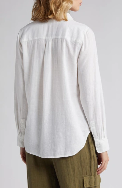 Shop Caslon (r) Linen Blend Button-up Shirt In White