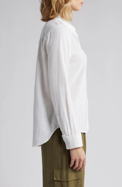 Shop Caslon Linen Blend Button-up Shirt In White