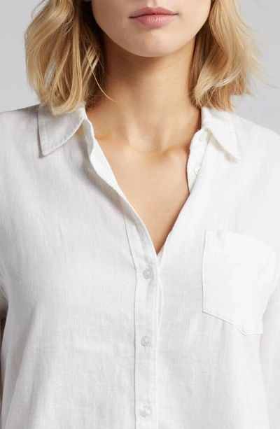 Shop Caslon Linen Blend Button-up Shirt In White