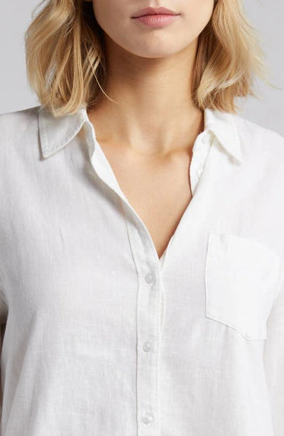 Caslon Linen Blend Button-up Shirt In White