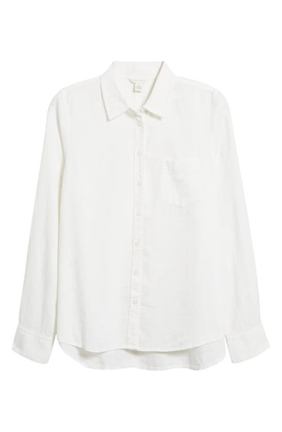 Shop Caslon (r) Linen Blend Button-up Shirt In White