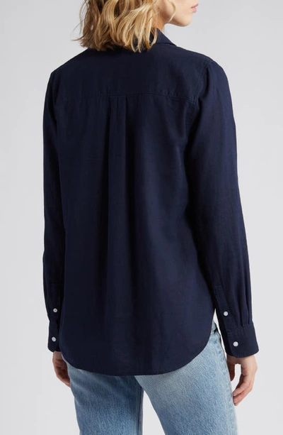 Shop Caslon Linen Blend Button-up Shirt In Navy Blazer