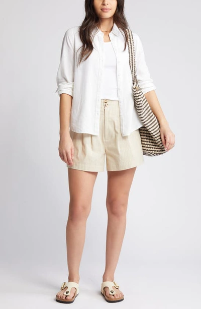Caslon Linen Blend Button-up Shirt In White