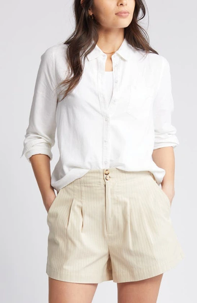 Shop Caslon (r) Linen Blend Button-up Shirt In White