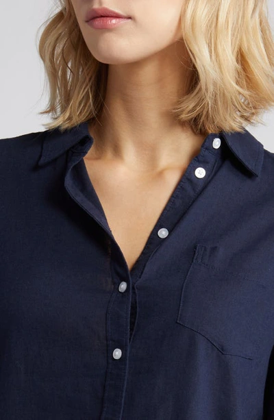 Caslon Linen Blend Button-up Shirt In Navy Blazer