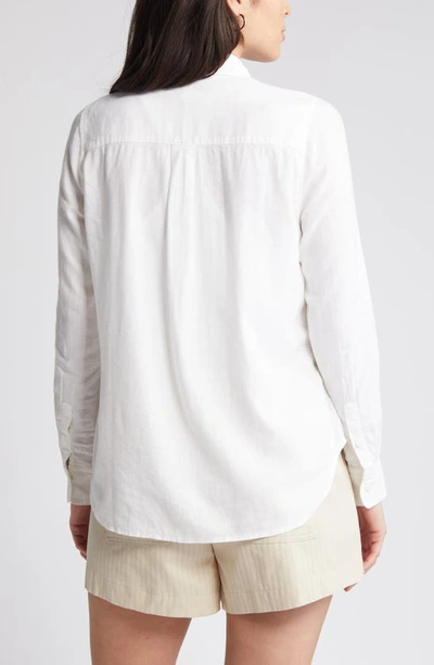 Shop Caslon Linen Blend Button-up Shirt In White