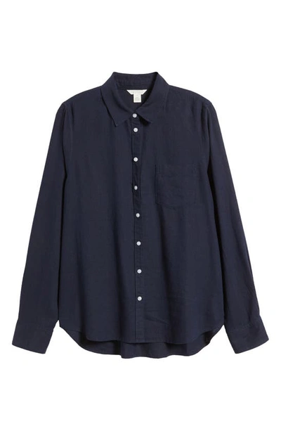 Shop Caslon Linen Blend Button-up Shirt In Navy Blazer