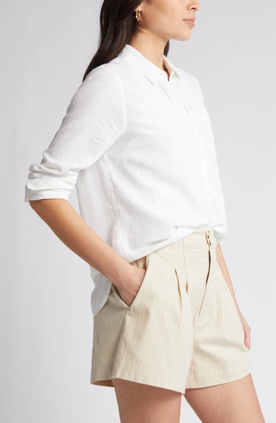 Shop Caslon (r) Linen Blend Button-up Shirt In White