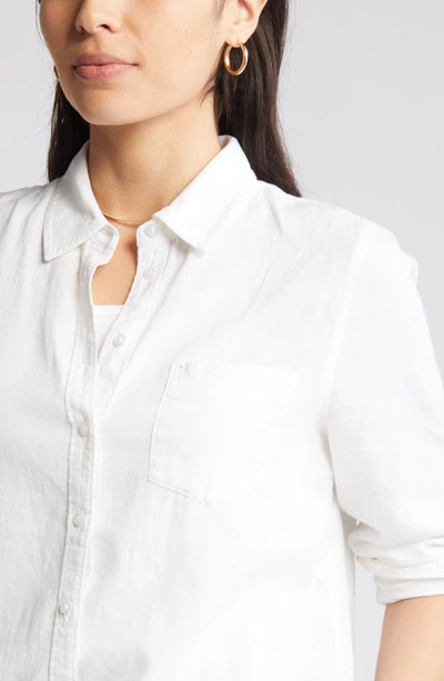 Shop Caslon (r) Linen Blend Button-up Shirt In White