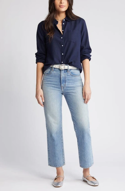 Caslon Linen Blend Button-up Shirt In Navy Blazer