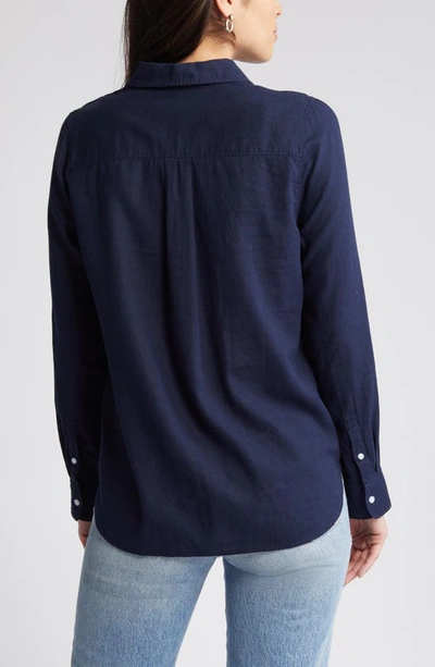 Caslon Linen Blend Button-up Shirt In Navy Blazer