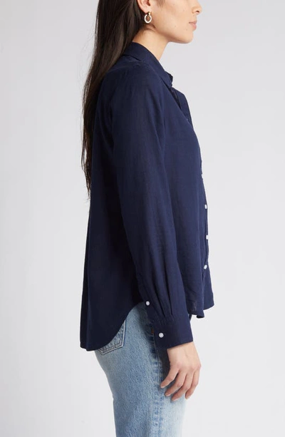 Shop Caslon Linen Blend Button-up Shirt In Navy Blazer