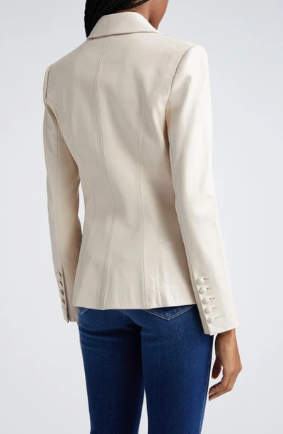 Shop L Agence Kenzie Double Breasted Blazer In Champagne