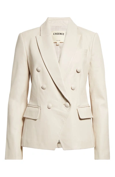 Shop L Agence Kenzie Double Breasted Blazer In Champagne