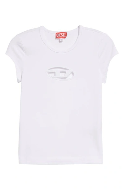 Shop Diesel T-angie Embroidered Logo Cutout T-shirt In White