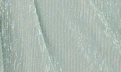 Adrianna Papell Metallic Ruffle Mesh Long Sleeve Gown In Mint Smoke