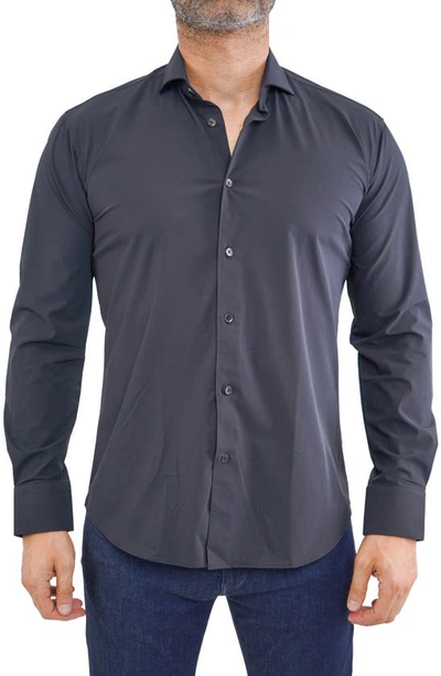 Shop Maceoo Einstein Stretch Core Button-up Shirt In Black