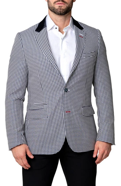 Shop Maceoo Socrate Evo Glitz Houndstooth Sport Coat In Blue